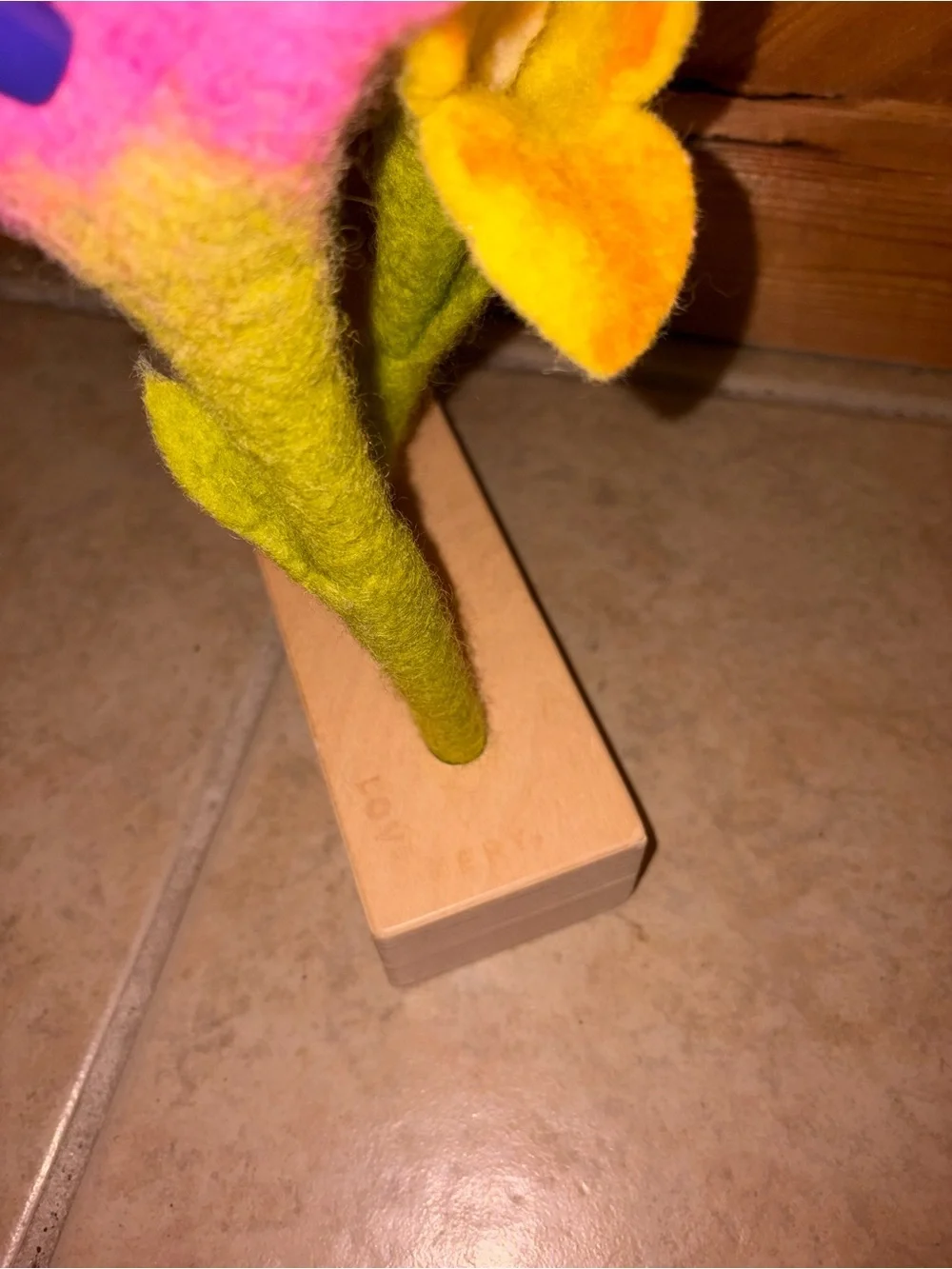 Lovevery Felt 4 Flowers In A Row Helper Play Kit Colorful & Wooden Base Toy